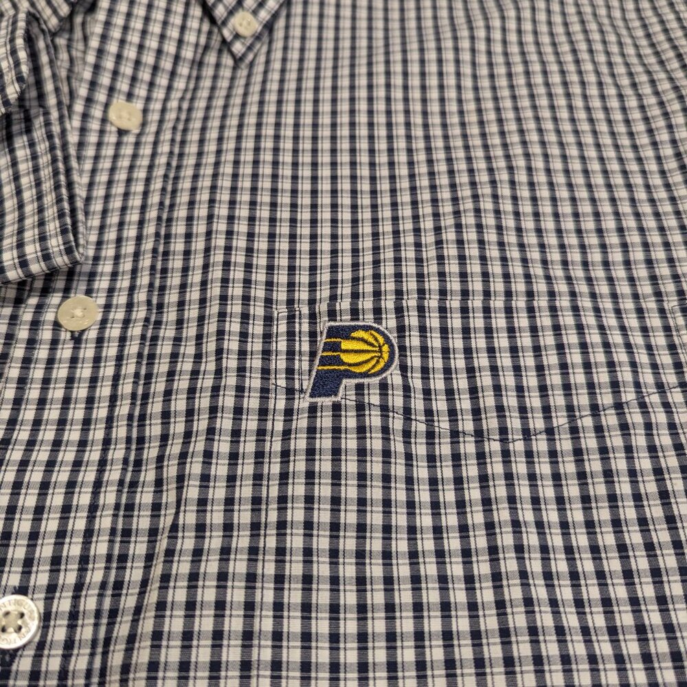 Antigua Indiana Pacers Shirt Mens Large L Blue Plaid Button Down NBA Basketball - Picture 5 of 16